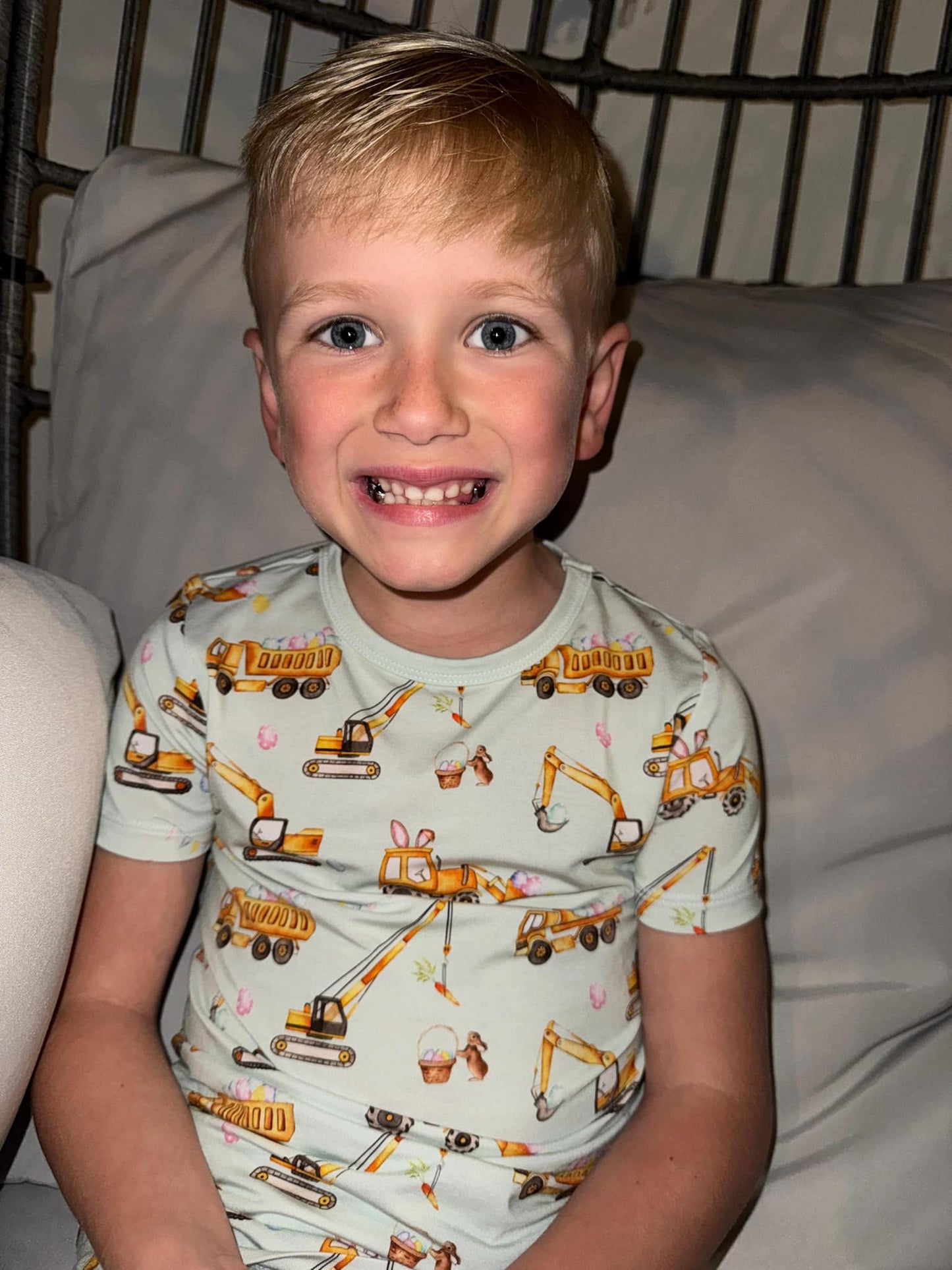 “Excavator Eggstravaganza” Two-Piece Pajamas
