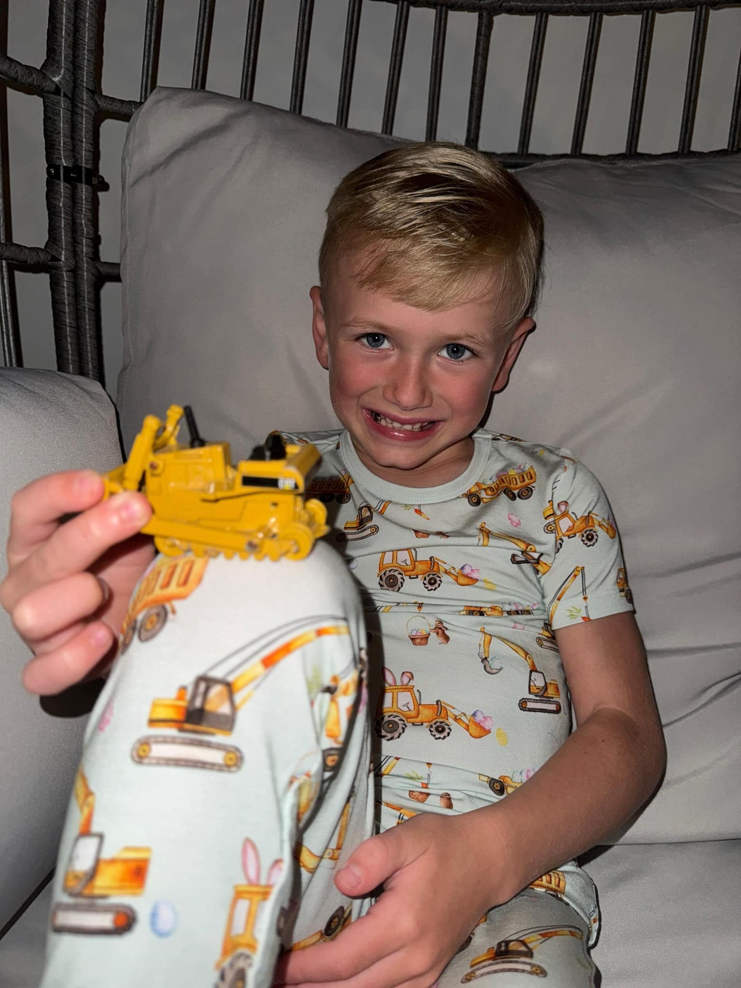 “Excavator Eggstravaganza” Two-Piece Pajamas