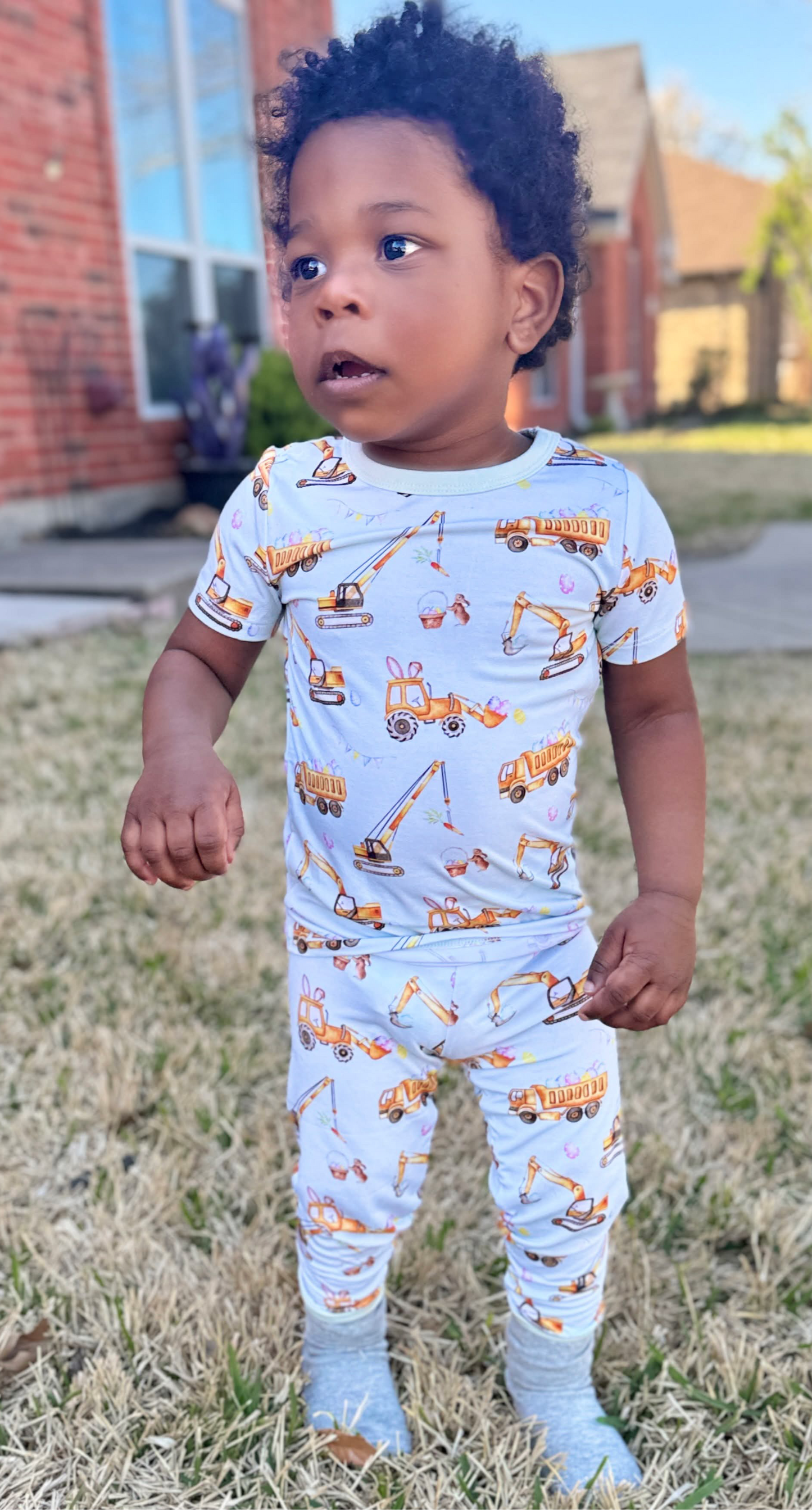 “Excavator Eggstravaganza” Two-Piece Pajamas