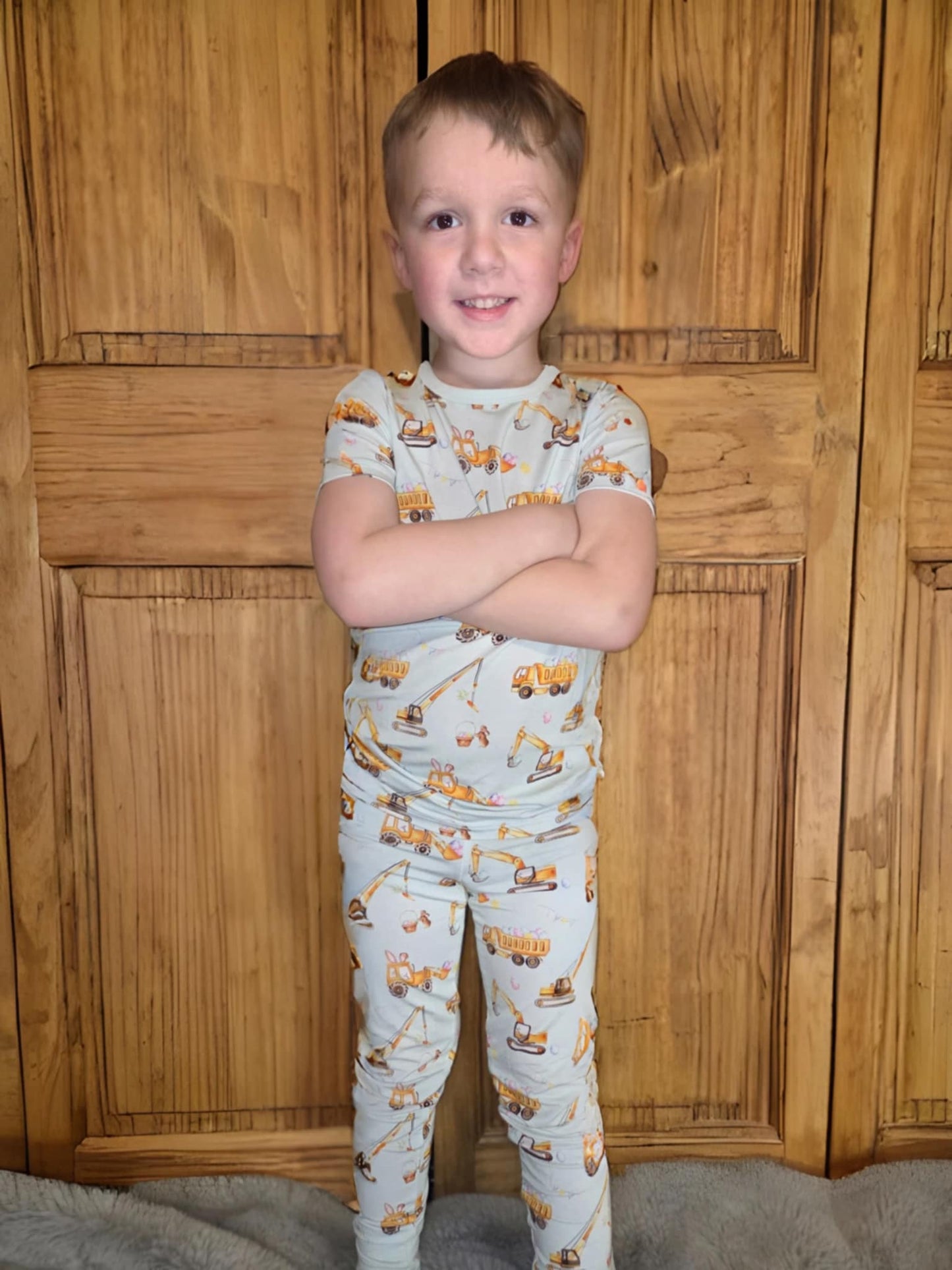 “Excavator Eggstravaganza” Two-Piece Pajamas