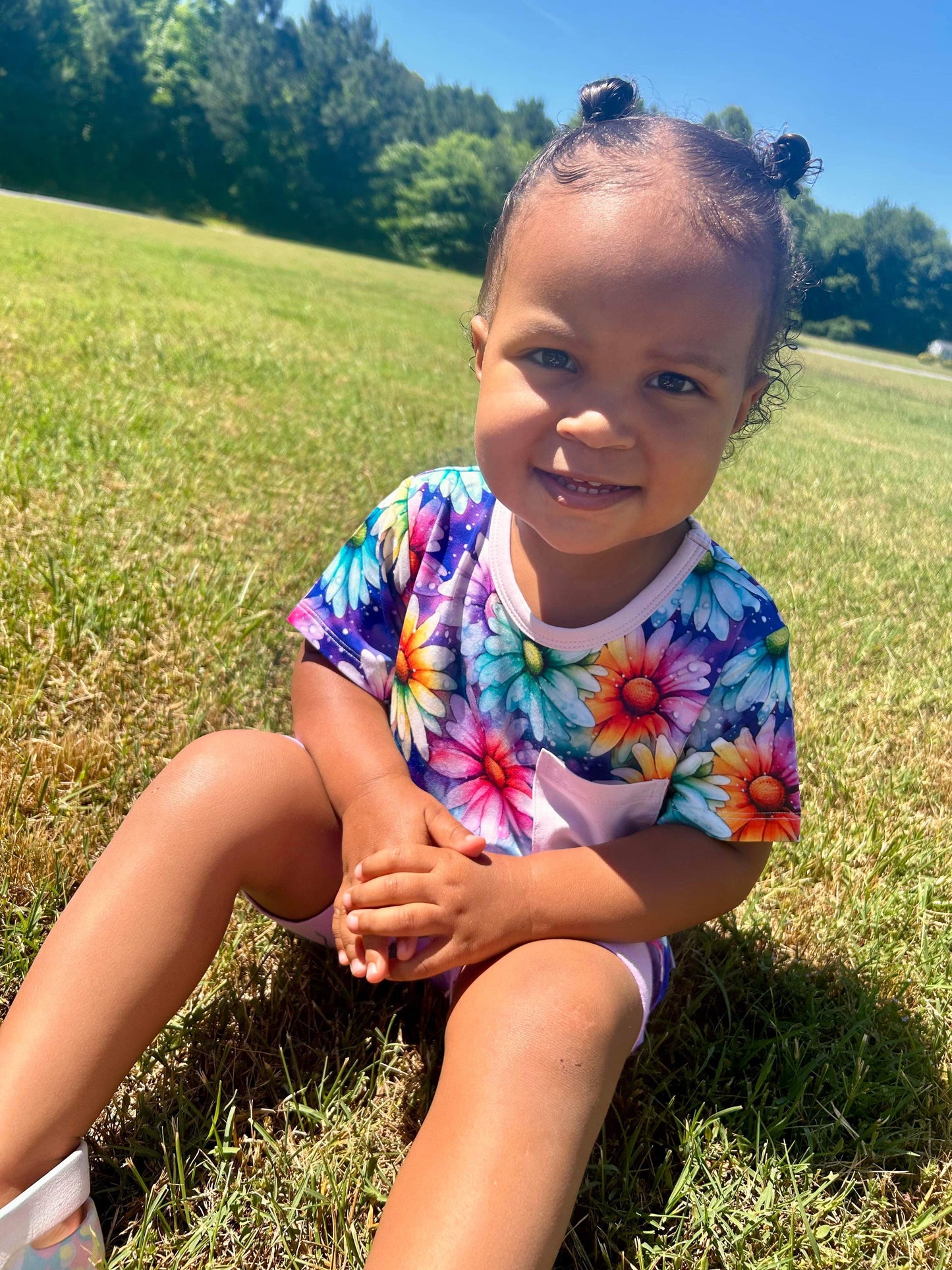 Rainbow Daisies Pocket T-Shirt