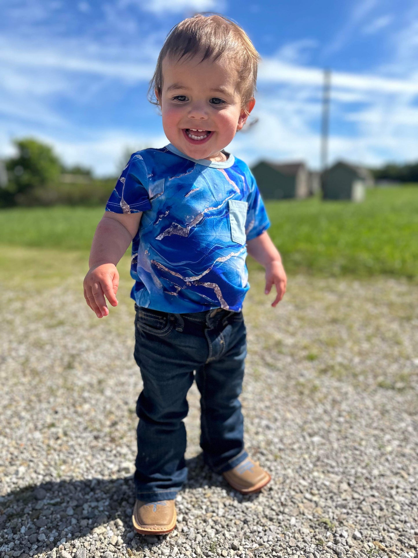 Blue Marble Pocket T-Shirt