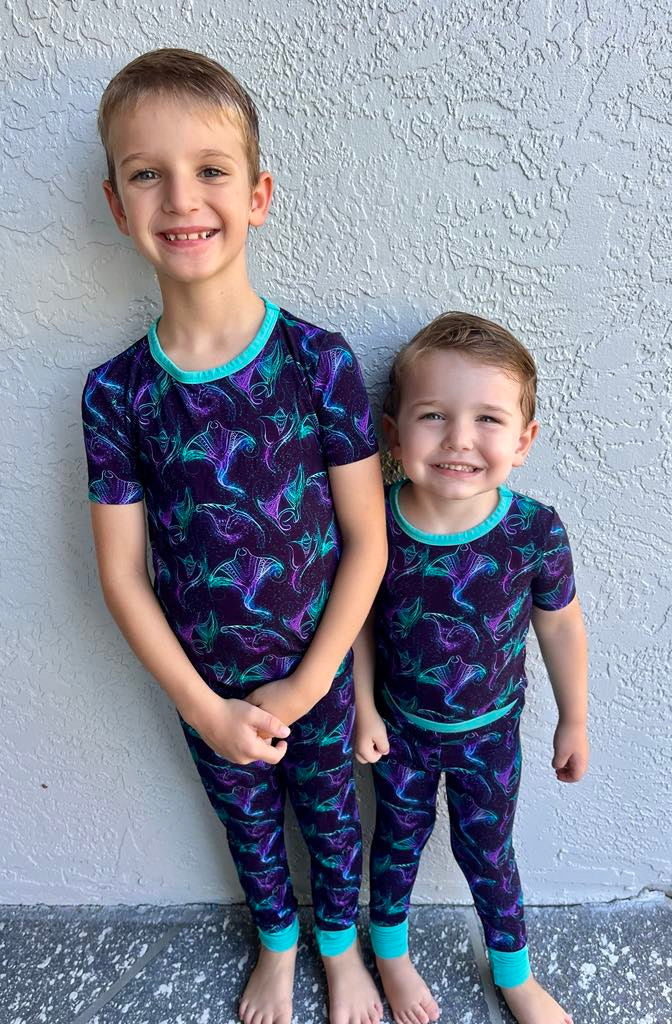 Teal Majestic Mantas Two-Piece Pajamas - OOPS PRODUCT (read description)