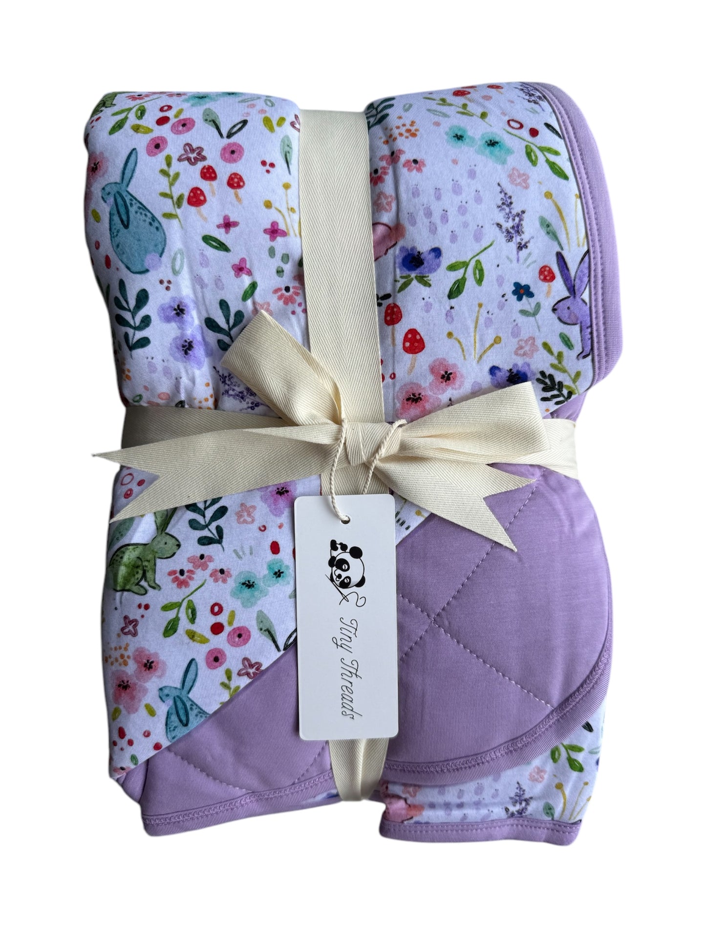 Watercolor Bunnies Quilted Blanket