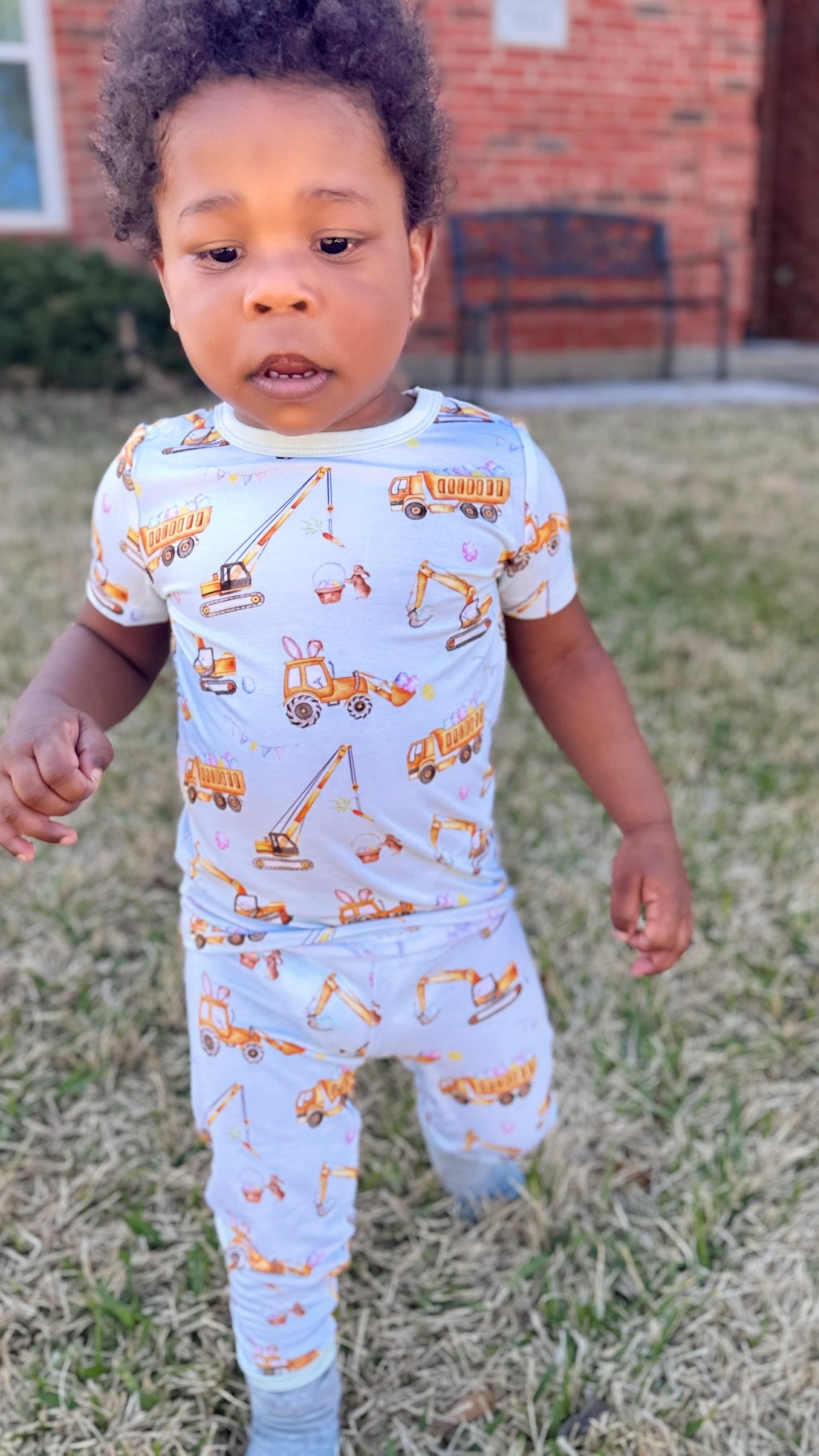“Excavator Eggstravaganza” Two-Piece Pajamas